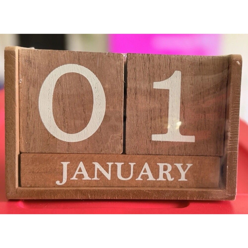 Hobby Lobby Farmhouse Wooden Block Month & Date Calendar